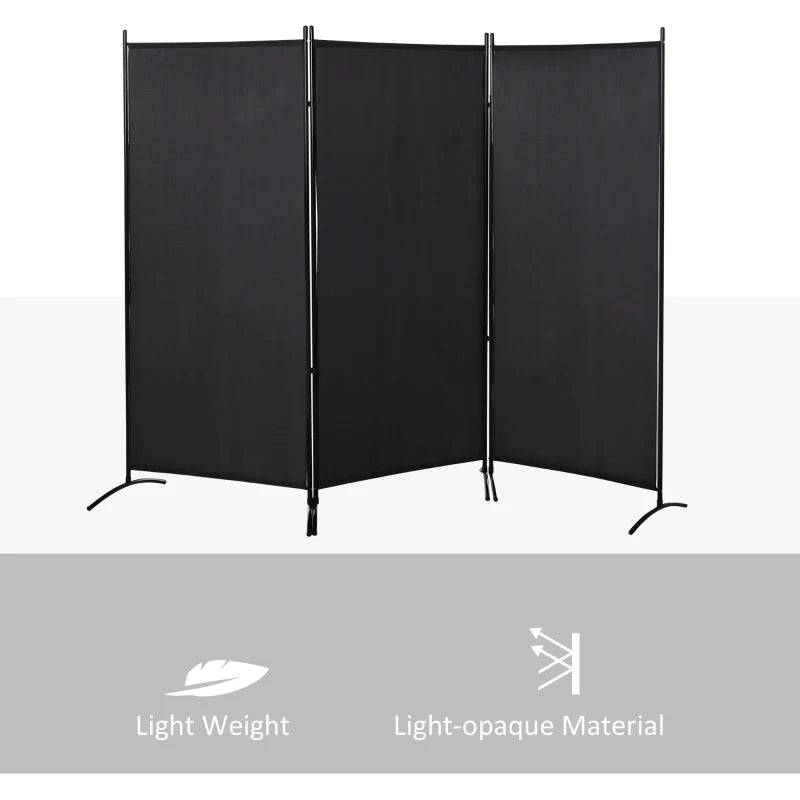 HOMCOM 3-Panel Privacy Screen Folding Room Divider for Indoor Bedroom Office 100" x 72" Black