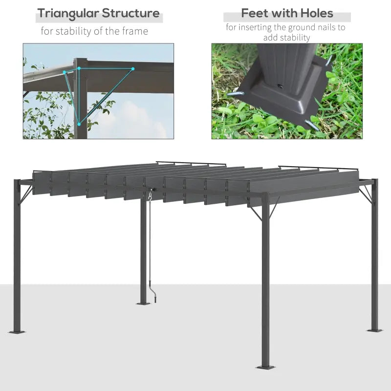 Outsunny 13' x 10' Outdoor Louvered Pergola Patio Aluminum Gazebo with Adjustable Roof, Grey