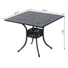 Outsunny 36" Square Patio Table with 2" Dia Umbrella Hole, Cast Aluminum Outdoor Dining Table, Outdoor Bistro Table for Garden, Backyard, Porch, Black