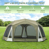 Outsunny 10 Person Camping Tent with Steel Frame, 4 Windows, 2 Doors, Portable Carry Bag