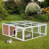 PawHut 64" Wooden Outdoor Rabbit Hutch Playpen with Run and Enclosed Cover