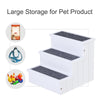 PawHut 3 Step Wooden Carpeted Non Slip Pet Stairs Ramp for Cats and Small Dogs - White