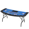 Soozier 72" Foldable 7-Player Poker Blackjack Table with Chip & Cup Holder - Green Felt