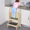 Qaba kitchen step stool for Children Step Stool Ladder with 2 Easy Steps, Safety Support Handles and Non-Slip Feet - Natural