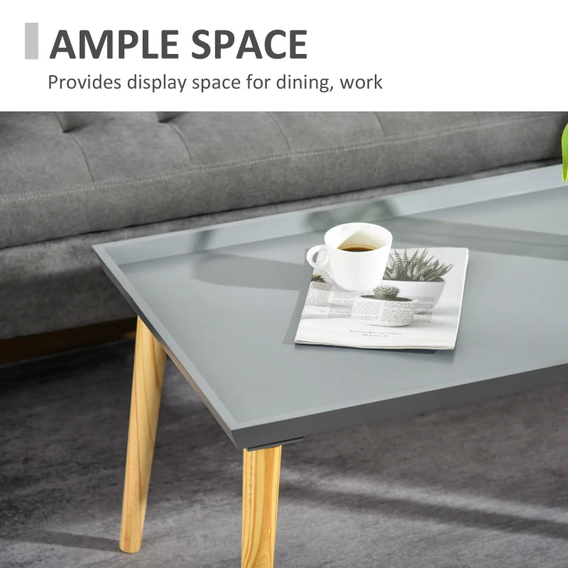 HOMCOM Modern Wood Tray Top Coffee Table, Grey
