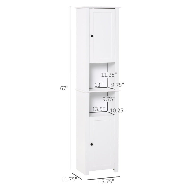 HOMCOM Bathroom Storage Cabinet, Free Standing Bathroom Storage Unit, Tall Linen Tower with 3-Tier Shelves and Drawer, White