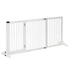 PawHut Freestanding Length Adjustable Wooden Pet Gate with Lockable Door 3 Panels, White