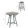 HOMCOM Industrial Bar Table and Chairs Set, Round Dining Table & 4 Stools with Swivel Seat for Pub, Kitchen, Light Brown