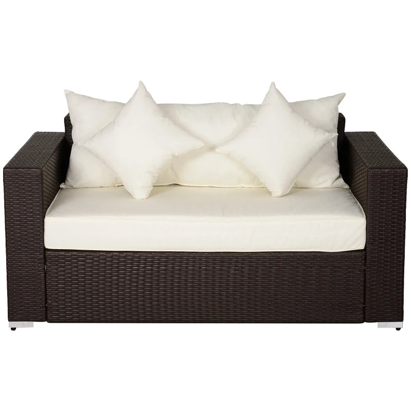 Outsunny Outside Wicker Rattan Sofa w/ Comfort Padding & Sophisticated Elegant Design
