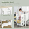 HOMCOM Kids kitchen step stool Step Stool Toddler with Adjustable Standing Platform, White