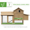 PawHut 59" Small Wooden Chicken coop Hen House Poultry Cage for Outdoor Backyard with 2 Doors, Nesting Box and Removable Tray, Natural Wood