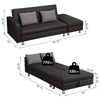 HOMCOM Twin Size Faux Leather Convertible Sleeper Sofa Bed With Storage Ottoman  Black with Grey Pillows