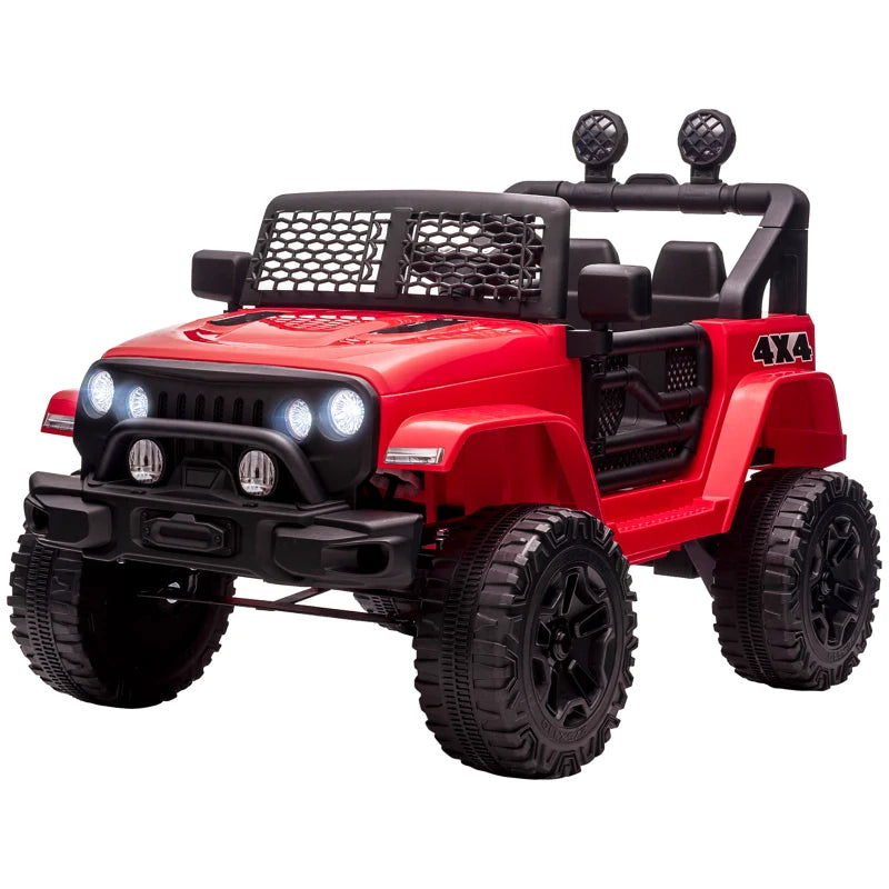 ShopEZ USA 12V Kids Ride On Truck with Parent Remote Control, Electric Battery Powered Toy Car with Spring Suspension, Adjustable Speed, LED Lights and Horn, Red