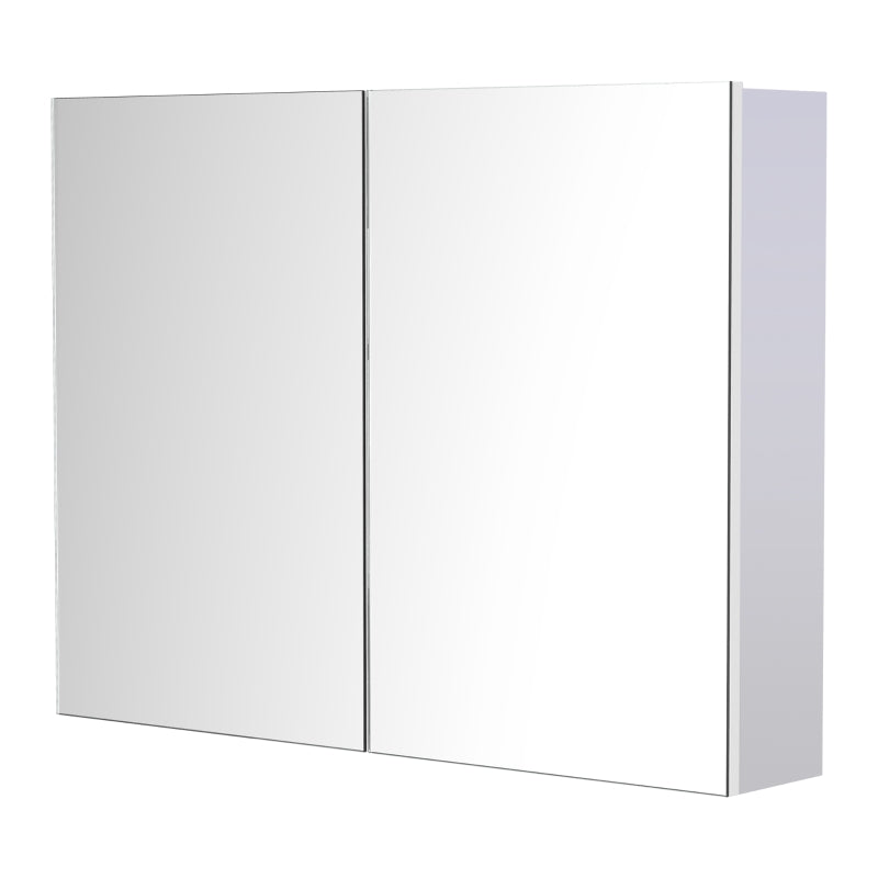 HOMCOM Double Door Wall Mounted Bathroom Mirror, 31.5" x 23.5" Medicine Cabinet with Modern Design, Large Storage, & Quiet Hinges