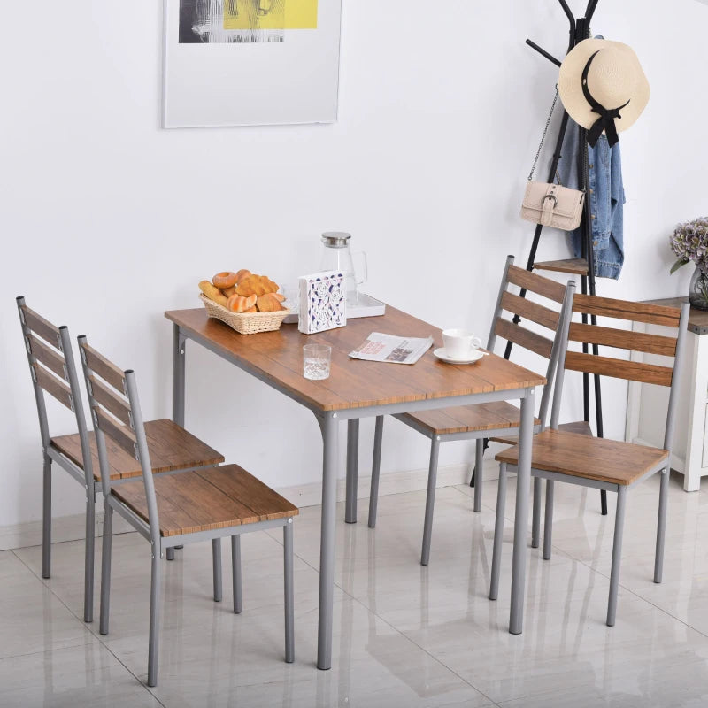 HOMCOM Modern Dining Table Set for 4, 5-Piece Kitchen Table Set, Rectangular Dining Table and 4 Chairs for Kitchen, Dining Room, Dinette, Breakfast Nook, Grey