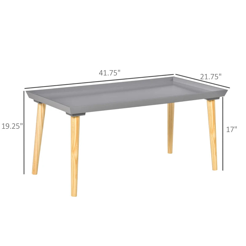 HOMCOM Modern Wood Tray Top Coffee Table, White