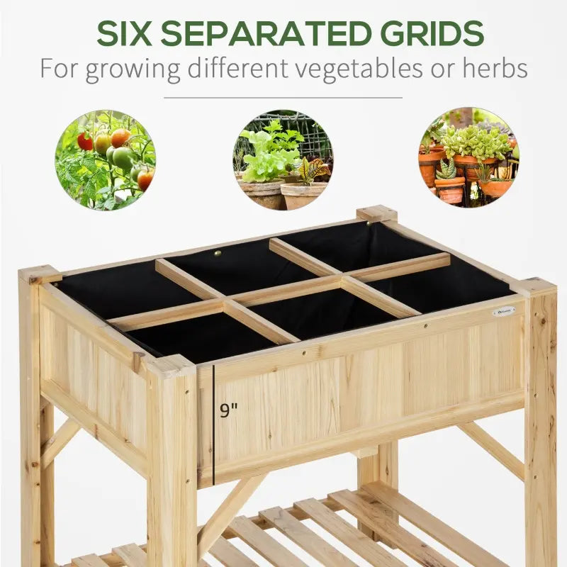 Outsunny 36" x 20" x 30" Raised Garden Bed, Elevated Wood Planter Box with Legs and Storage Shelf for Backyard, Patio, Balcony to Grow Vegetables, Herbs, and Flowers