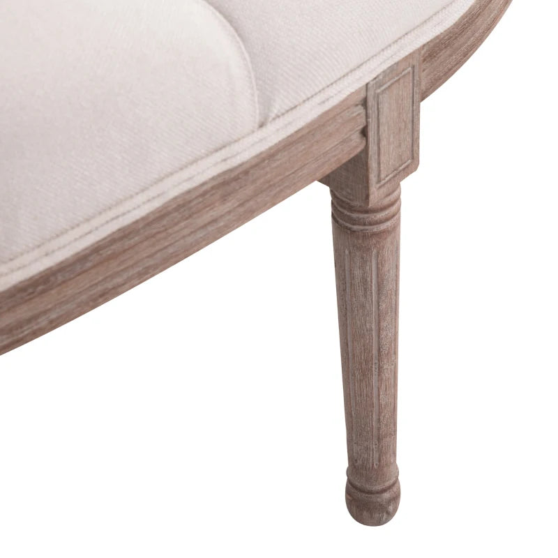 HOMCOM Vintage Semi-Circle Hallway Bench Tufted Upholstered Velvet-Touch Fabric Accent Seat with Rubberwood Legs - Grey