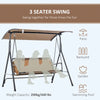 Outsunny Outdoor Patio Swing Chair, Seats 3 Adults, Includes Stand, Adjustable Sun Shade Canopy, Steel Frame, Shaded Bench, Brown