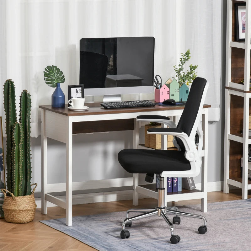 HOMCOM Home Office Desk, Writing Table Laptop Workstation with Display Shelves - White