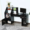HOMCOM Computer Desk with Cabinet and Drawer, Home Office Gaming Table Workstation