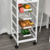 HOMCOM Compact Kitchen Cart, Wooden Rolling Kitchen Storage Cart with Storage, Utility Cart with 4 Wire Baskets Drawer, Gray