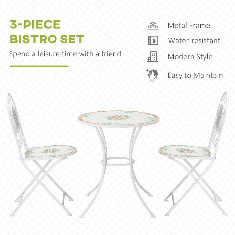 Outsunny 3cc Patio Bistro Set, Garden Furniture Set, Folding Outdoor Chair Table, Teak