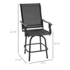 Outsunny 2pc Bar Height Patio Chairs w/ Armrests Steel Frame for Backyard, Balcony, Black
