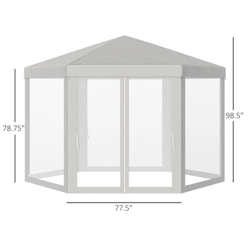 Outsunny Outdoor Cathedral Style Roof Party Gazebo with Mesh Walls - Cream White