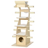 PawHut Cat Tree for Indoor Cats, Kitty Tower with Scratching Post, Bed, Tunnel, Toys, 16" x 16" x 48", Light Brown