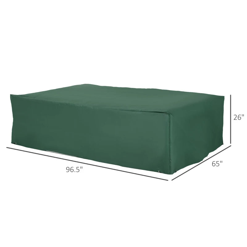 Outsunny 97" x 65" x 26" Heavy Duty Outdoor Sectional Sofa Cover, Waterproof Patio Furniture Cover for Weather Protection, Dark Green