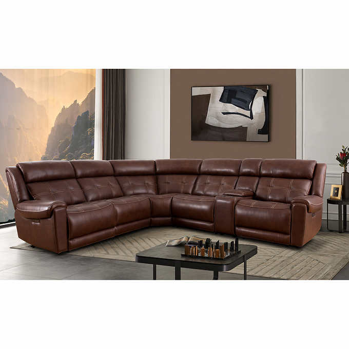 Concord 6-piece Leather Power Reclining Sectional with Power Headrests