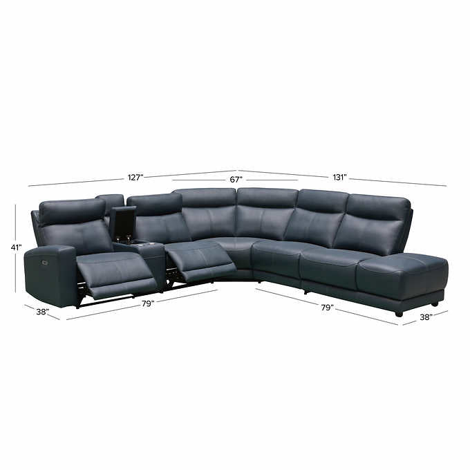 Kimmel Leather Power Reclining Sectional with Power Headrests