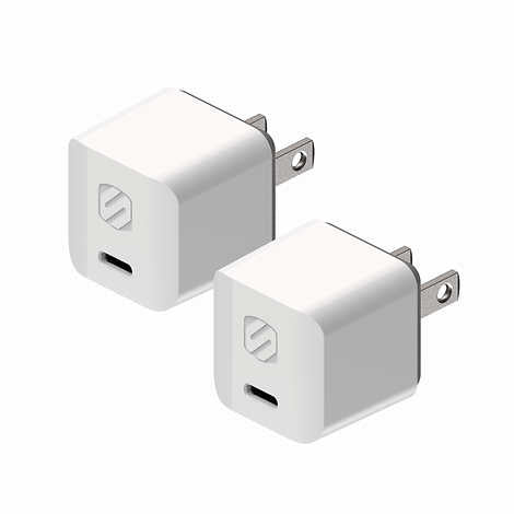 Scosche PowerVolt PD30 USB-C 30W Power Delivery Mini Fast Charger, 2-pack