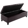HOMCOM Large 51" Tufted Faux Leather Ottoman Storage Bench for Living Room, Entryway, or Bedroom, Dark Brown