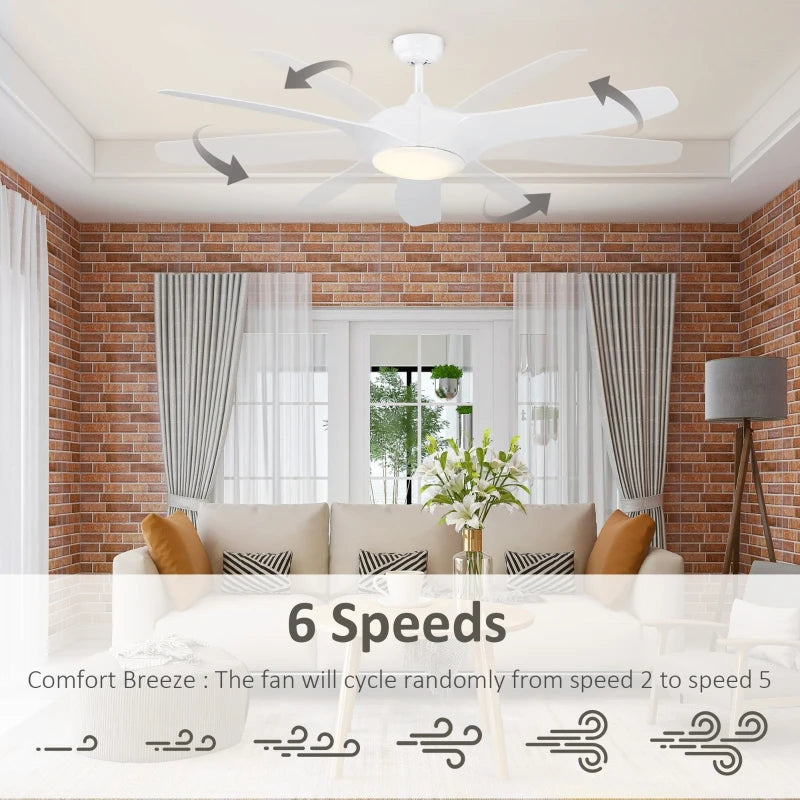 HOMCOM 52" Reversible 3 Blades Ceiling Fan with Light, Modern Indoor Mount LED Lighting Fan with Remote Control, for Bedroom, and Living Room, Brown