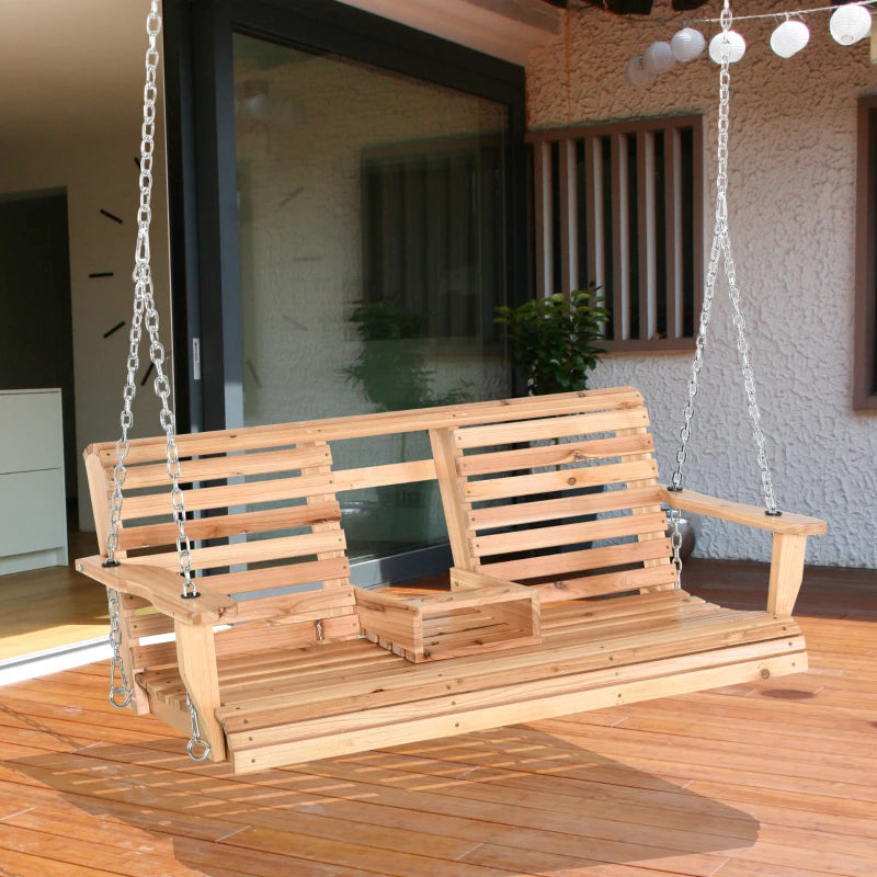 Wooden three 2024 seater garden swing