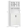 HOMCOM Accent Buffet with Hutch, Kitchen Pantry Storage Cabinet with Glass Framed Door and Microwave Space, Grey