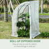 Outsunny 4.5' x 4' x 7' Outdoor Walk-In Lean to Wall Tunnel Greenhouse with 2 Zippered Roll Up Doors PVC Cover Sloping Top, Clear, Green