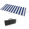 Outsunny Reversible Outdoor Rug Carpet, 9' x 18' Waterproof Plastic Straw Rug, Portable RV Camping Rugs with Carry Bag, Large Floor Mat for Backyard, Deck, Picnic, Beach, Blue & White Striped