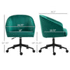 HOMCOM Retro Mid-Back Swivel Fabric Computer Desk Chair Height Adjustable with Metal Base, Leisure Task Chair on Rolling Wheels for Home Office, Green