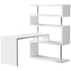 HOMCOM 94" 5 Tier L-Shaped Computer Desk Rotating Writing Table Corner Desk with Display Shelves and Stainless Steel Frame, White