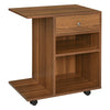Vinsetto Wooden Side Table Storage Organizer with Drawer, CPU Stand, and Wheels, Walnut