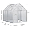 Outsunny 6' x 4' Hobby Greenhouse, Walk-in Polycarbonate Hot House Kit with Aluminum Frame, Sliding Door, Roof Vent, Silver