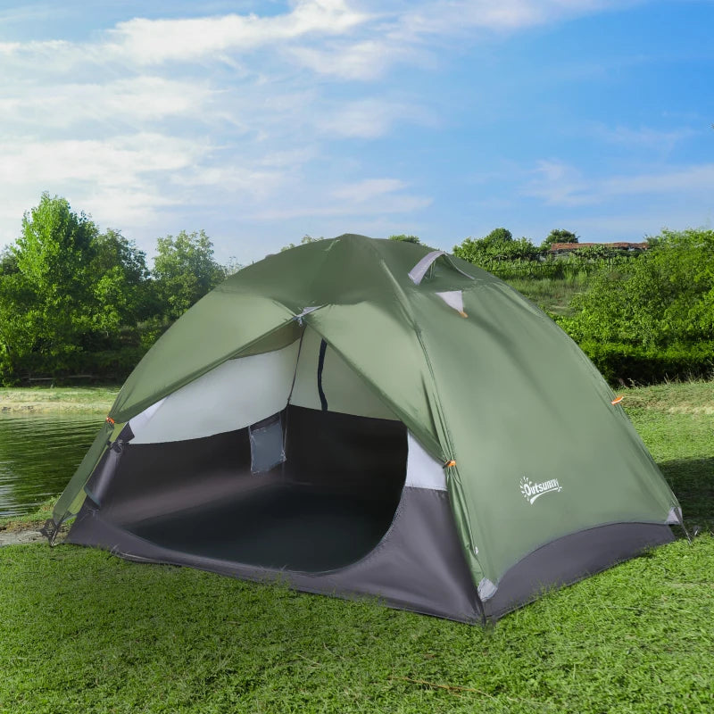 Outsunny Outdoor 2 Person Camping Tent Double Layer Waterproof with Carry Bag Aluminum
