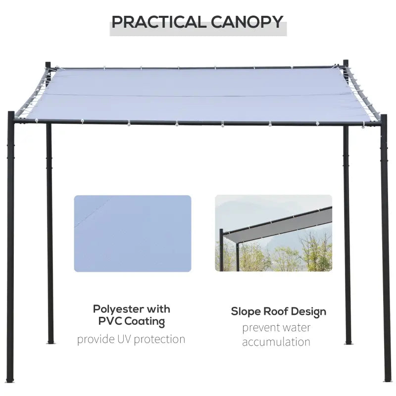 Outsunny 9' x 10' Outdoor Pergola with Canopy, Patio Sun Shade Shelter Grill Gazebo, for Garden, Backyard, Lawn, Poolside, Gray