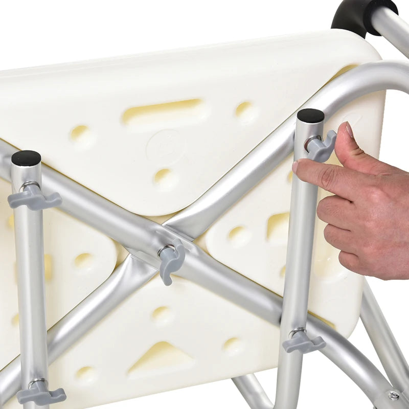 HOMCOM Shower Chair, Mobility Medical Grade Bath Chair, Adjustable Shower Bench with Removable Armrests for Seniors, Handicap, Disabled