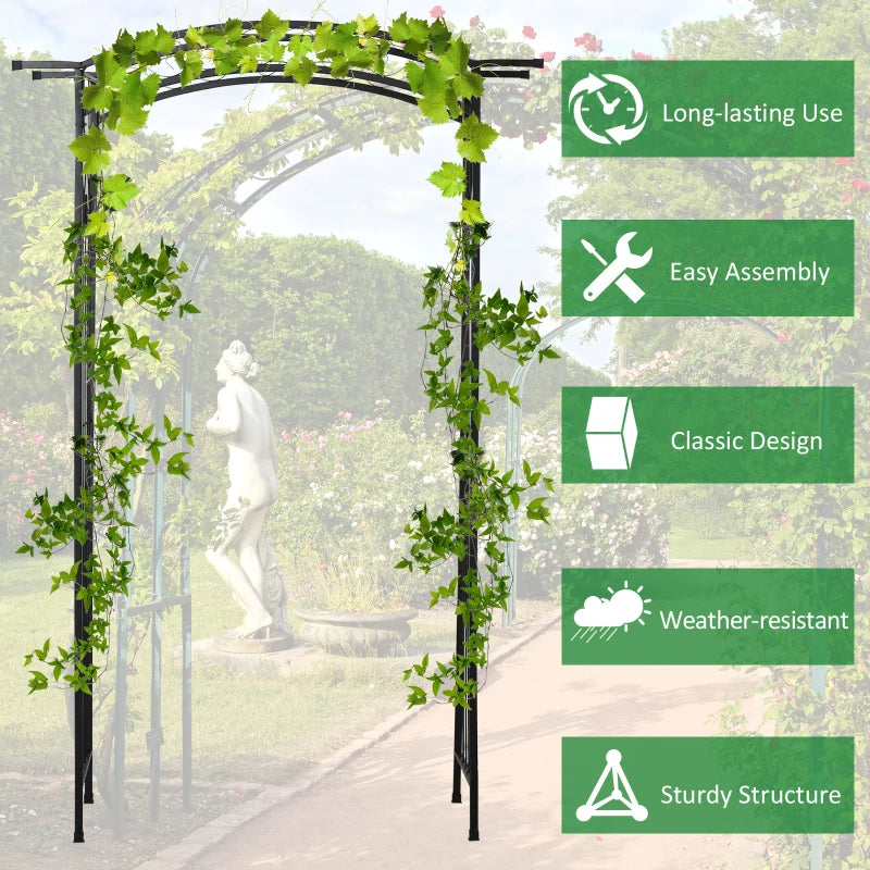Outsunny 7Ft Outdoor Garden Arbor, Wedding Arch for Ceremony, Trellis with Scrollwork Design, Ideal for Climbing Vines and Plants