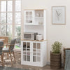 HOMCOM Kitchen Buffet with Hutch, Storage Pantry with 3 Cabinets, 2 Open Shelves and Large Countertop, White