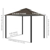 Outsunny 10' x 10' Patio Gazebo, Aluminum Frame Double Roof Outdoor Gazebo Canopy Shelter with Netting & Curtains, for Garden, Lawn, Backyard and Deck, Coffee